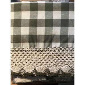 Pair of two Valance Buffalo Check Window Curtain, 58" x 14", Sage & Ivory
